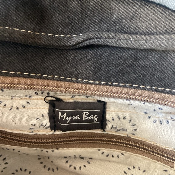 Myra Bag, backpack purse tan, blue& white, never used - Picture 3 of 6